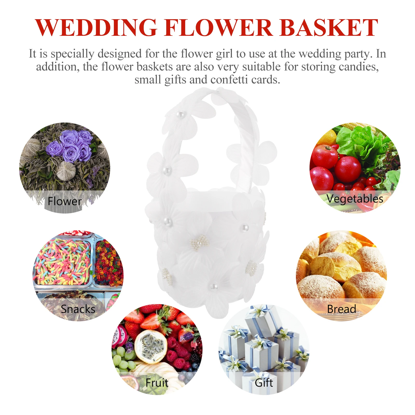 

Petal Basket Flower Girl Baskets Wedding Fabric Small Rhinestones Wicker Hamper Bride Lace Storage For Flowers Rose Petals