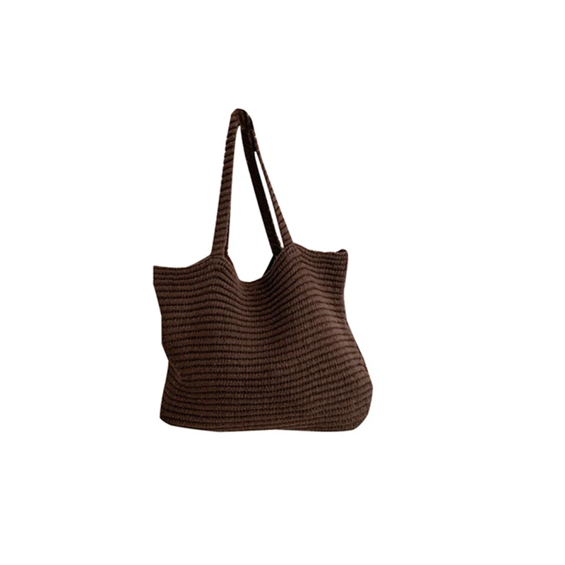 Retro Gestrickte Handtasche für Frauen Herbst Winter Neue Koreanische Ausgabe Einfarbig Gestrickte Tasche Große Kapazität Reise Handheld Tasche – Detail 24
