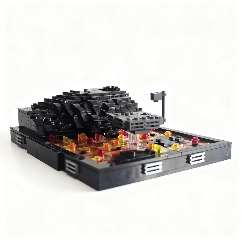 574pcs MOC Star Battle Duel on Mustafar Diorama Model Christmas Gift Creative Decorative Tabletop Accent Office Desk Decoration