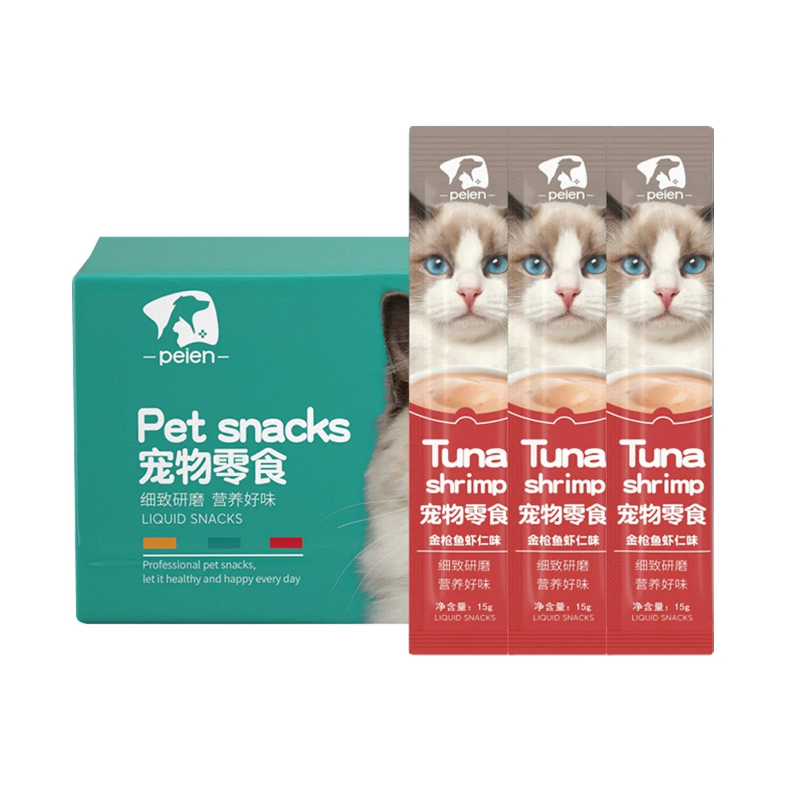 30 PCS Cat Strips Wet Food Snacks Nutritious with Fresh Ingredients Cat Snacks 3 Flavours Fattening for Cats Pet Food