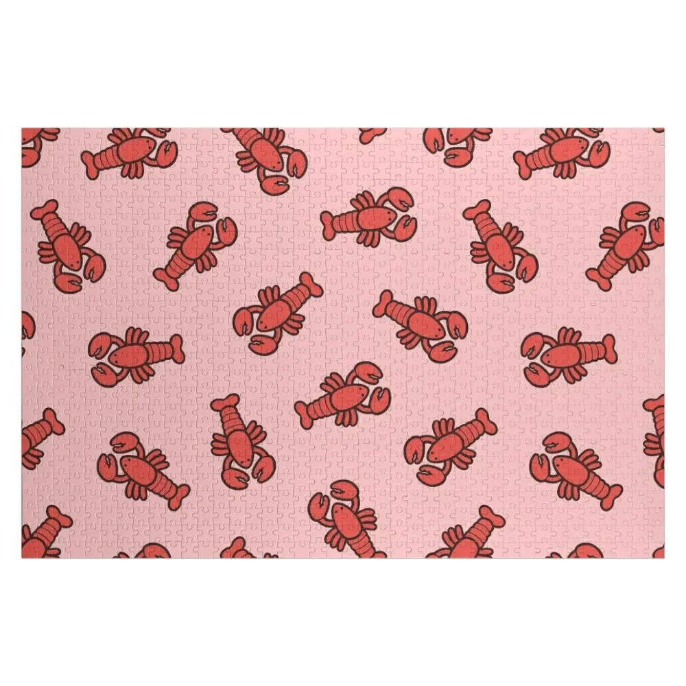 

Lobsters Pattern on Light Pink Jigsaw Puzzle Customized Gifts For Kids Woods For Adults Animal Puzzle