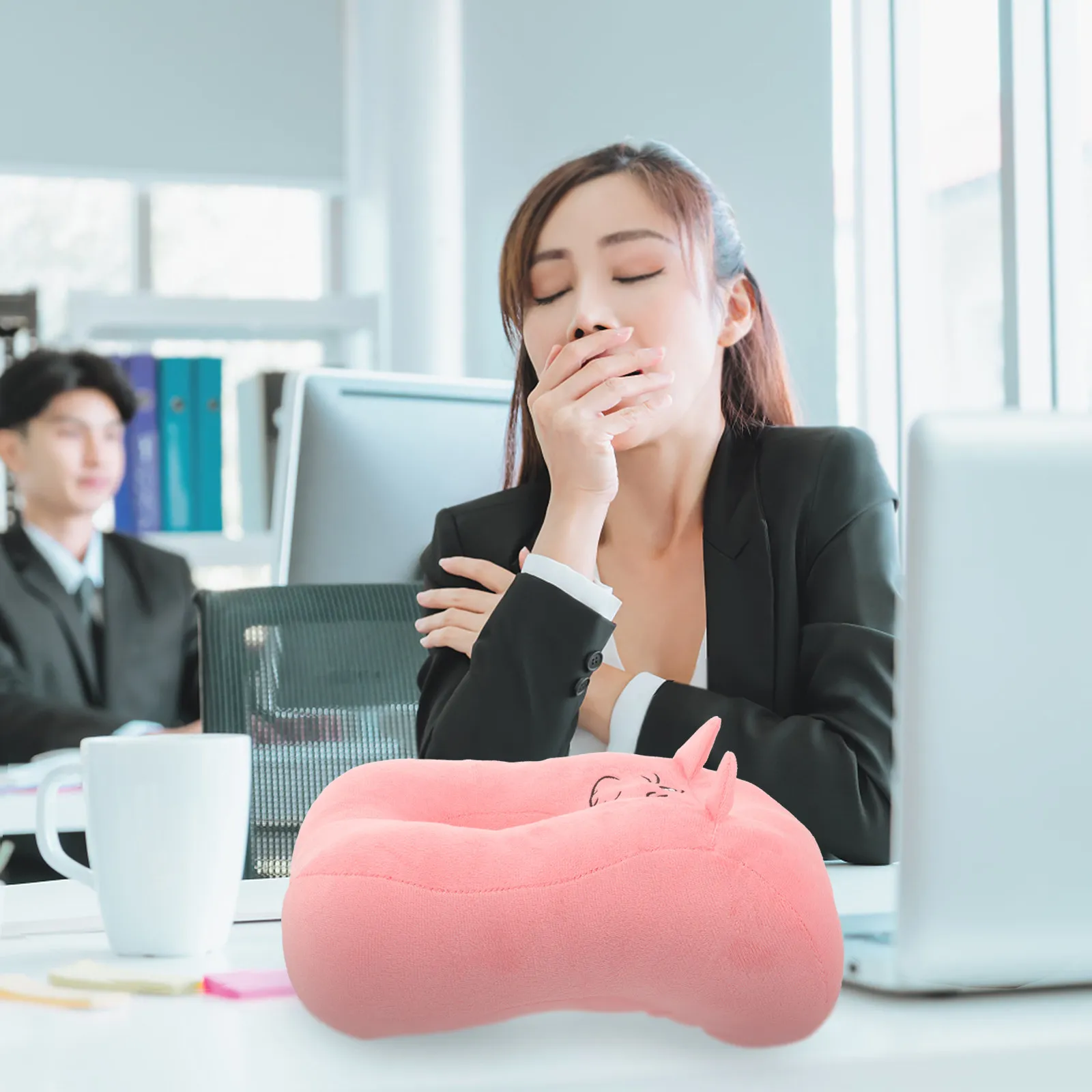 Soft Nap Donut Pillow Comfortable Office Nap Pillow Cartoon Design Desktop Sleeping Cushion Portable Resting Cushion for Desk