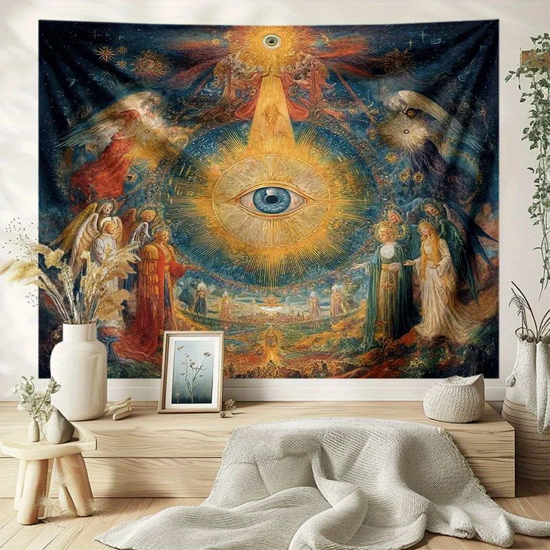 Large Tapestry Boho Wall Hanging Eye of Providence Mystic Divine Spiritual Art Bohemian Sacred Geometry Decor Print