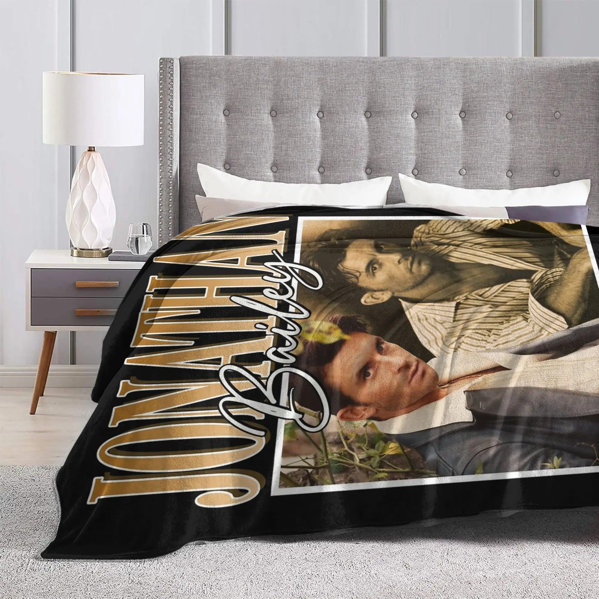 Koc Jonathan Bailey, flanela, tekstylia dekoracyjne, przenośny, super ciepły pled do domu, podróży, narzuta na łóżko.