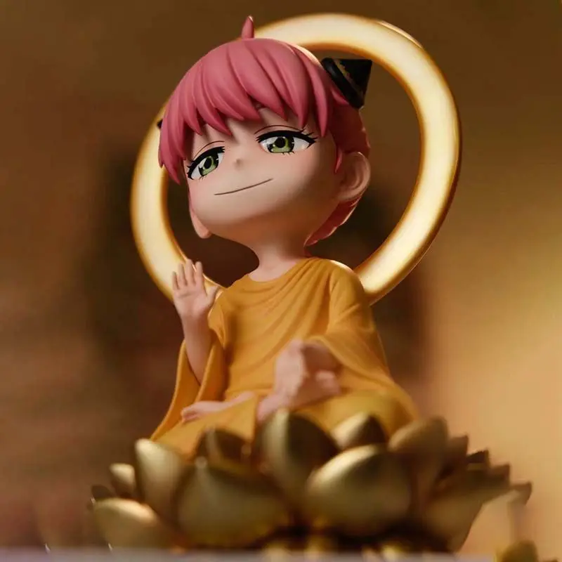 Spy x Family Anime 13Cm Anya Forger Cos Eminent Monk Sitting Cross Legged Kawayi Pvc Model Collection Cartoon Doll Kids Gifts