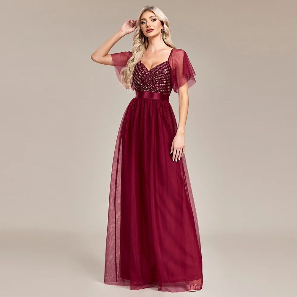 

ICCLEK Estidos Prontos Elegant Evening Dress Woman Party Dresses Cocktail Dresses For Women Vestidos Largos De Noche Para Fiesta