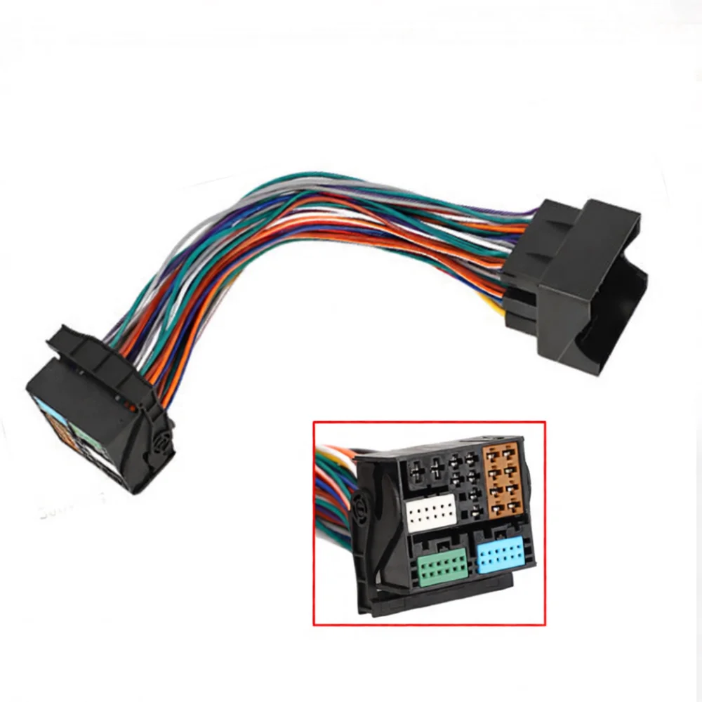 Vehicle Navigation System Wiring Harness For VW MQB Skoda Golf 7 Head Unit Power Speaker Adapter Cable Extension Assembly