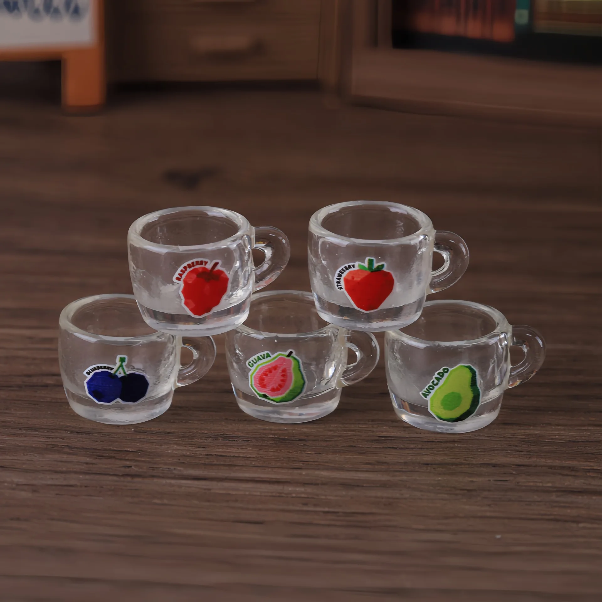 5pcs Mini Cute Fruit Mini Cup Drink Cup Model Resin DIY Dollhouse Miniature Scene Decor Pendant Doll Accessories Decoration