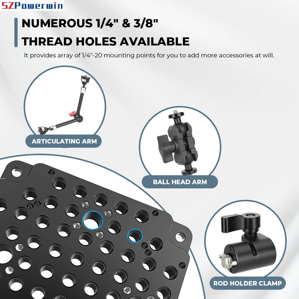 Pelat Dudukan Kamera VESA Pelat Keju Serbaguna dengan Dudukan VESA 75Mm, dengan Lubang Ulir 1/4" & 3/8" Pelat Dasar Perbelanjaan