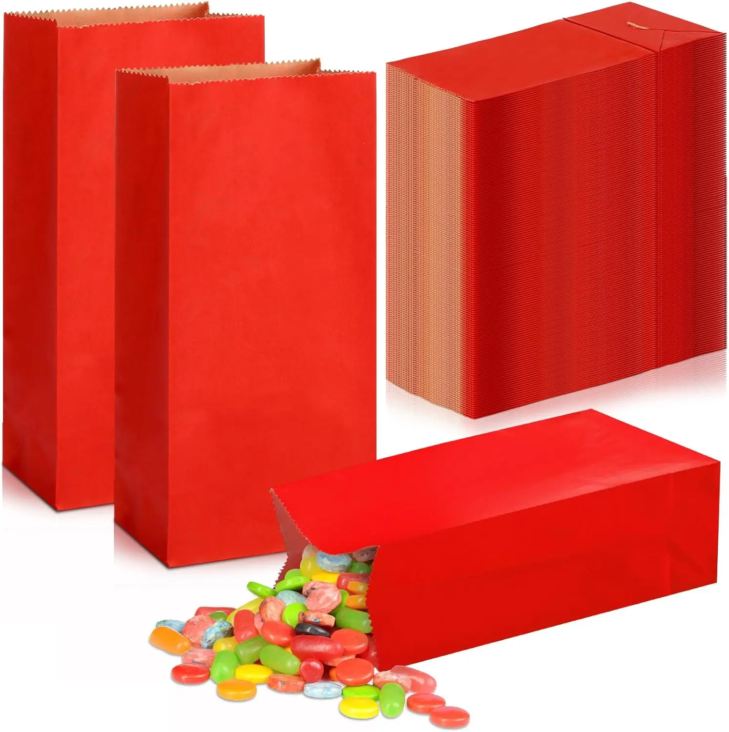 

200 шт. маленьких бумажных пакетов, мини-пакеты для угощений на 1 фунт, крафт-пакеты для обедов 6,7 x 3,54 x 2,36 дюйма для рождественских и свадебных подарков, продуктов