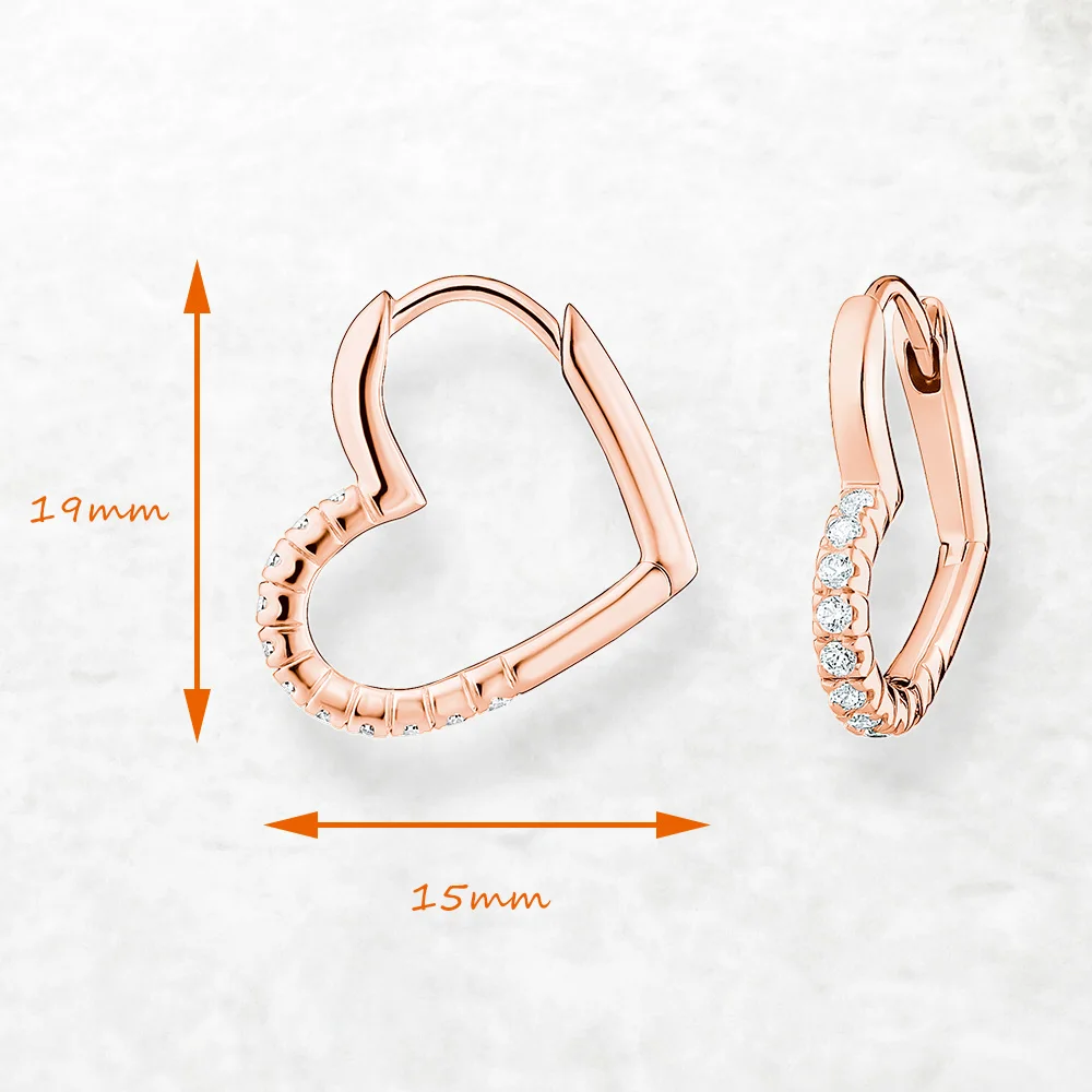 Roségoldener Herz-Creolen-Ohrring, brandneuer Winter-Edelschmuck für Frauen, romantisches Geschenk aus echtem 925er-Sterlingsilber – Detail 2