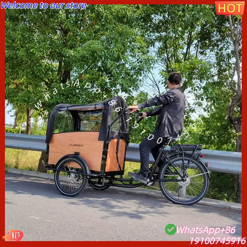 2026Hot Dutch Electric Cargo Trike Steel Frame Lithium Battery 3 Wheel Pedal Assist Europe Warehouse