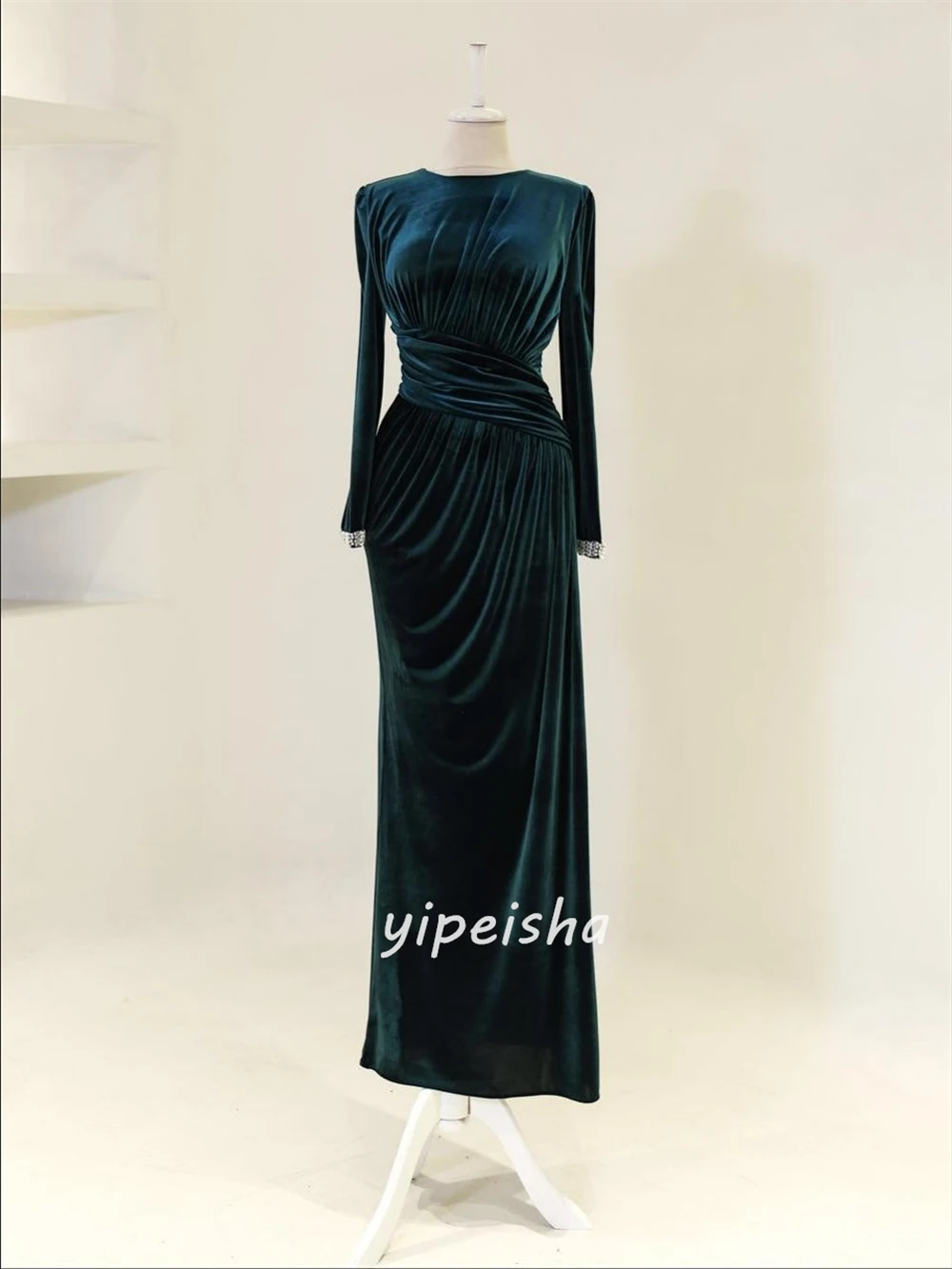 Sukienki na zamówienie wysokiej jakości, modne, z dżetami, plisowane, o prostym kroju, z dekoltem okrągłym, długie, sukienki na specjalne okazje, dostępne rozmiary, styl retro.