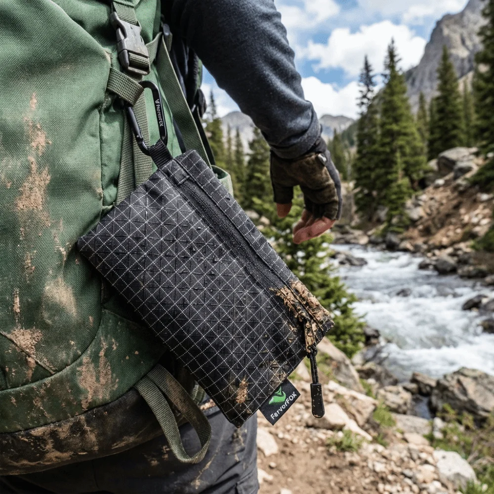 Portable Lightweight Outdoor Storage Bag with Rope ‌Wear Resistant Key Card Wallet Zipper Waterproof Coin Purse Cash Bag Camping