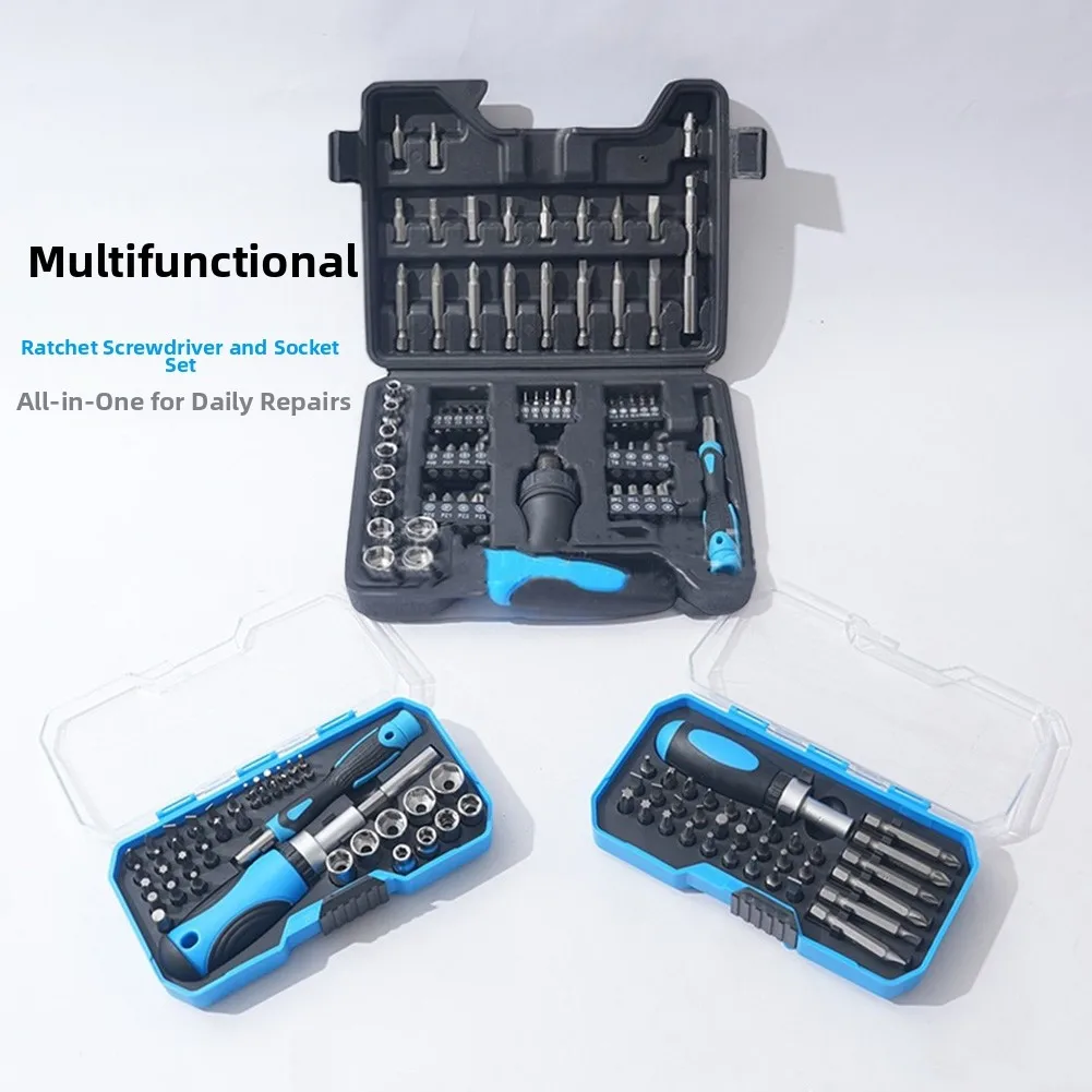 1Set Screwdriver Bit 34-in-1 Magnetic Ratchet Screwdriver Set Multifunction One Word Cross Hexagon Screwdriver For POZIDRIV/TORX