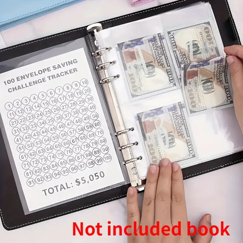 Cash Stuffing Envelopes Money Saving Challenge Replacement A5 Binder Inserts Clear Money Envelopes for Cash