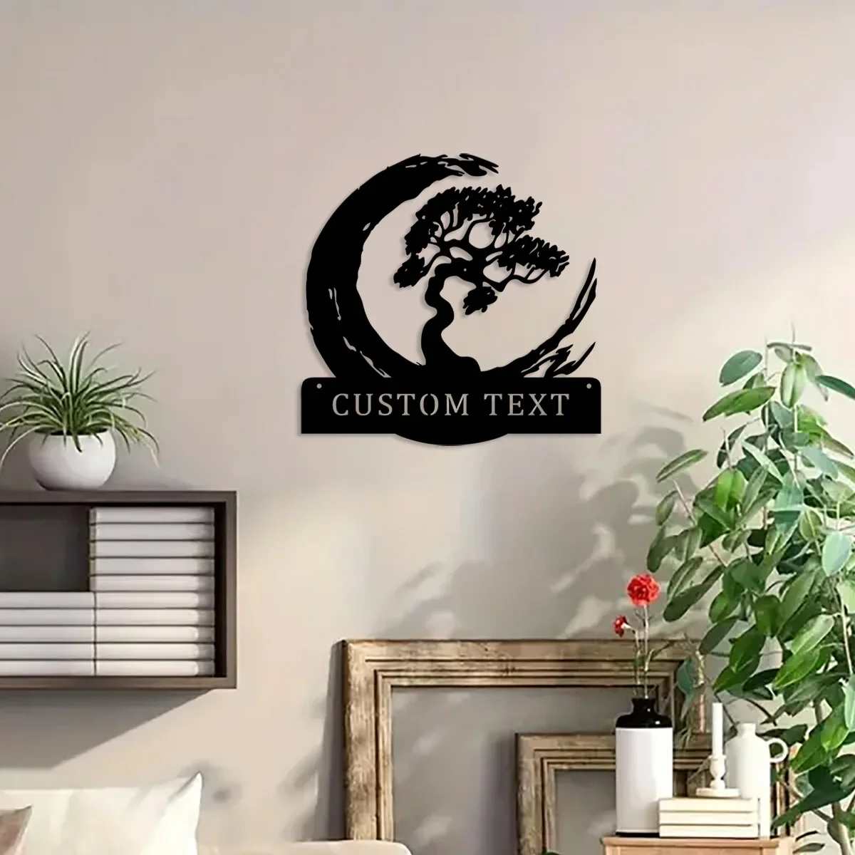 Custom Bonsai Tree Metal Wall Art, Personalized Bonsai Tree Name Sign Decoration For Room, Bonsai Tree Metal Home Decor