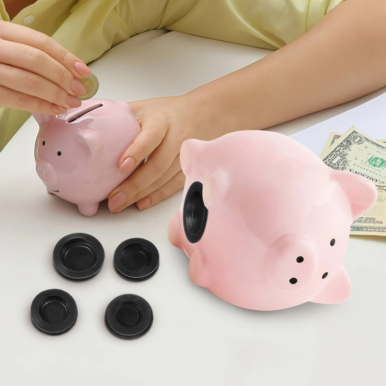 5Pcs Rubber Piggy Bank Bottom Stoppers Smooth Comfortable Reusable Round Plugs for Money Pot Money Bank Stoppers Supplies