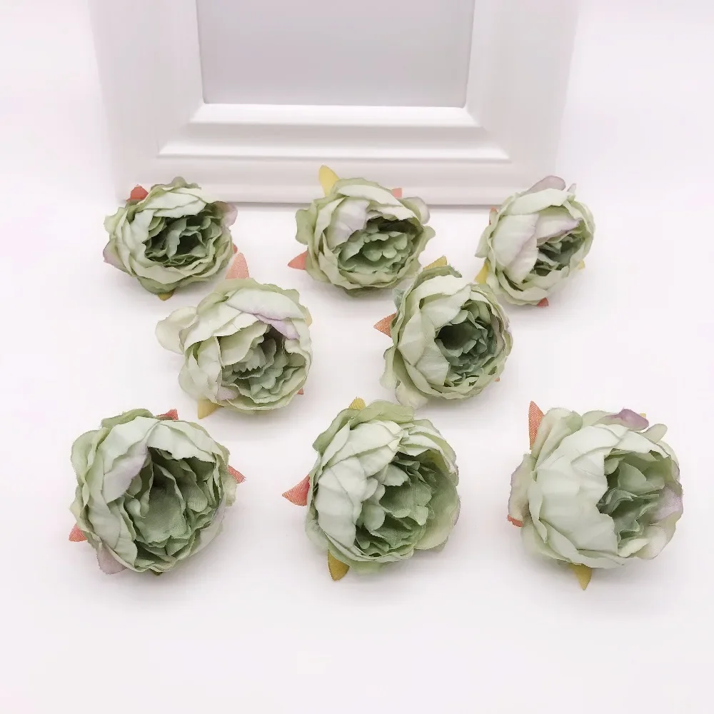 5pcs/lot 5cm High Quality Peony Flower Head Silk Artificial Flower Wedding Decoration DIY Garland Craft Flower