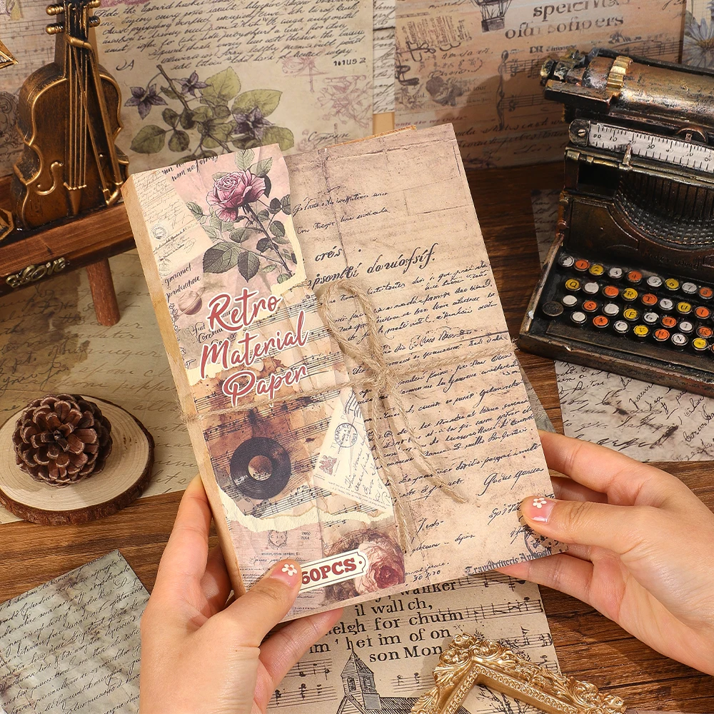 160 Sheets Vintage Text Scrapbook Paper Non-Sticky Large Size With 160 Patterns For Junk Journals DIY Crafts Planner Decorations