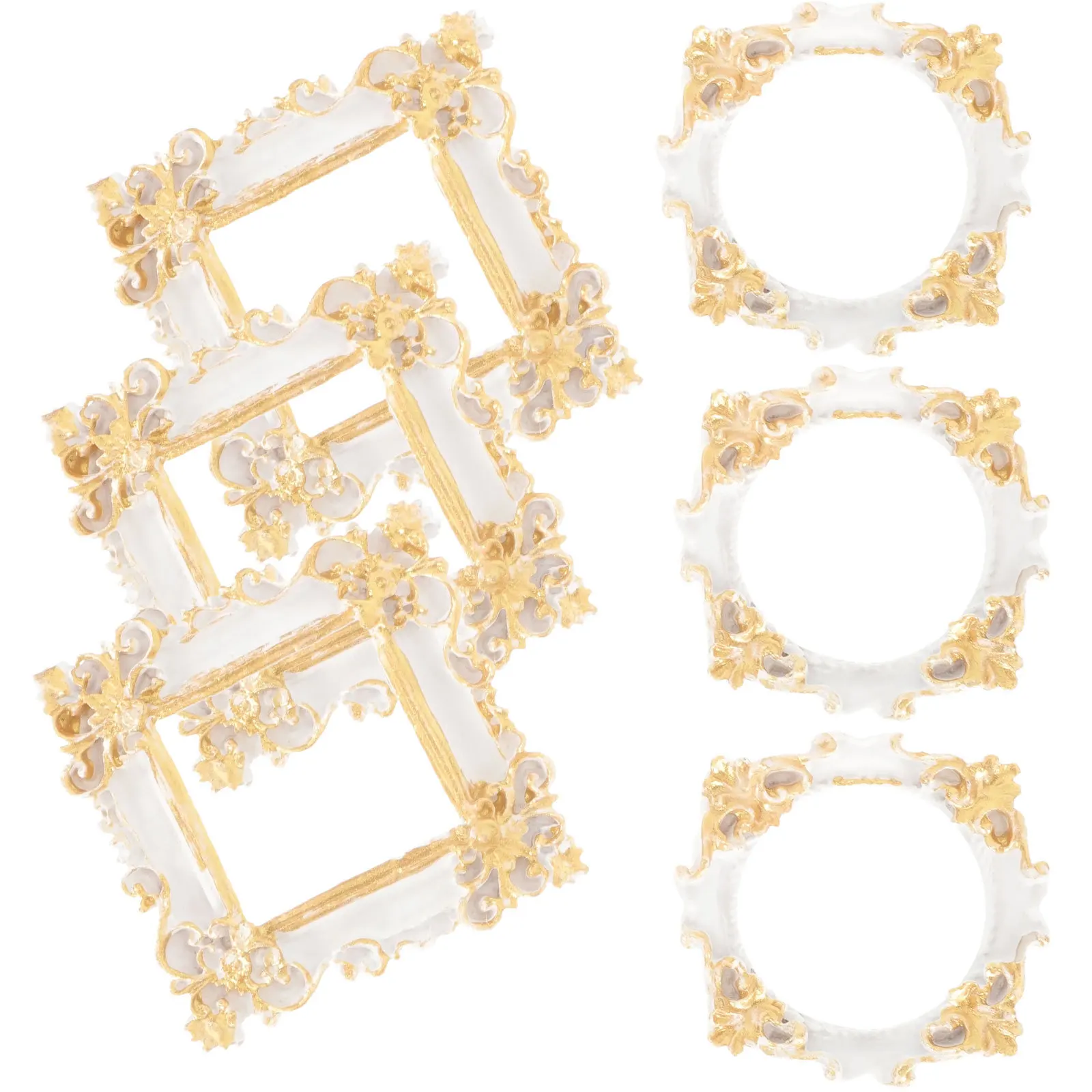 

6Pcs Small Photo Frame Vintage Resin Mini Picture Frame for Home Study Bedroom Decor DIY Craft Background Props