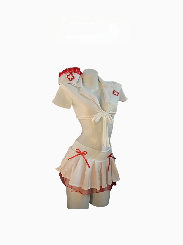 

Sexy Nurse Uniform Cosplay Halloween Costume Women's Low Waist Short Pants Cotton Sweet Style Straight Cut Buxom Outfit