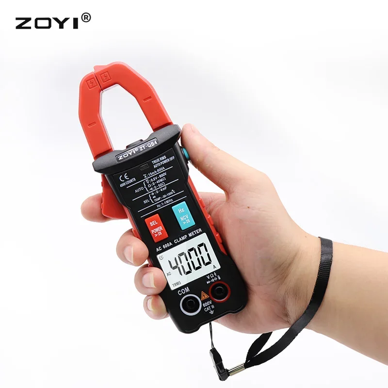 ZOYI Digitales Zangenmessgerät, 6000 Zählungen, True RMS 100 A, 1 mA, AC/DC-Amperemeter, Multimeter, Autostrom, Voltmeter, Kapazität, Temperatur, Hz-Tester