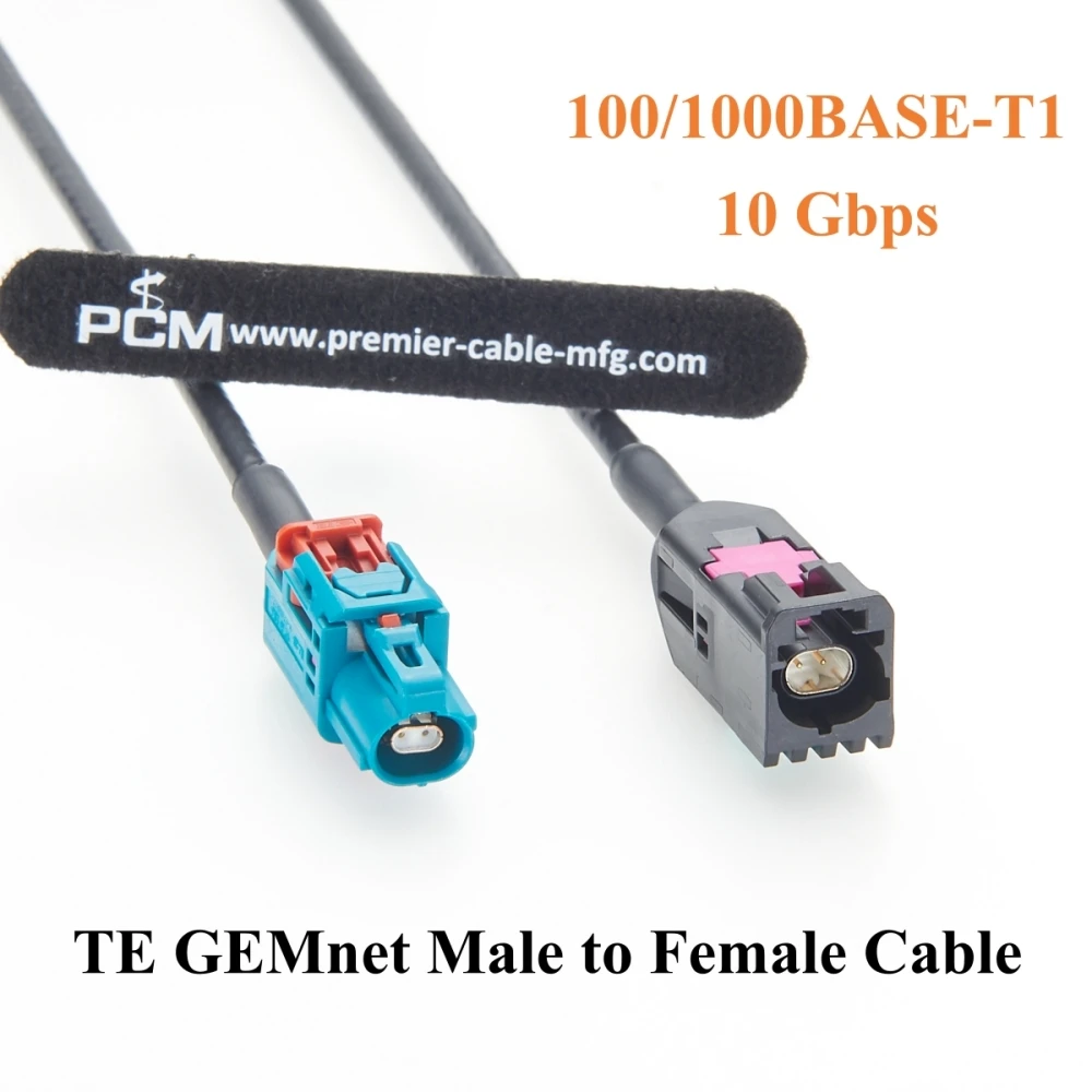 TE GEMnet Male to Female Automotive Ethernet Cable 10Gbps 100/1000BASE-T1 2368003-1 to 1-2368022-4 for ADAS Camera, ECU