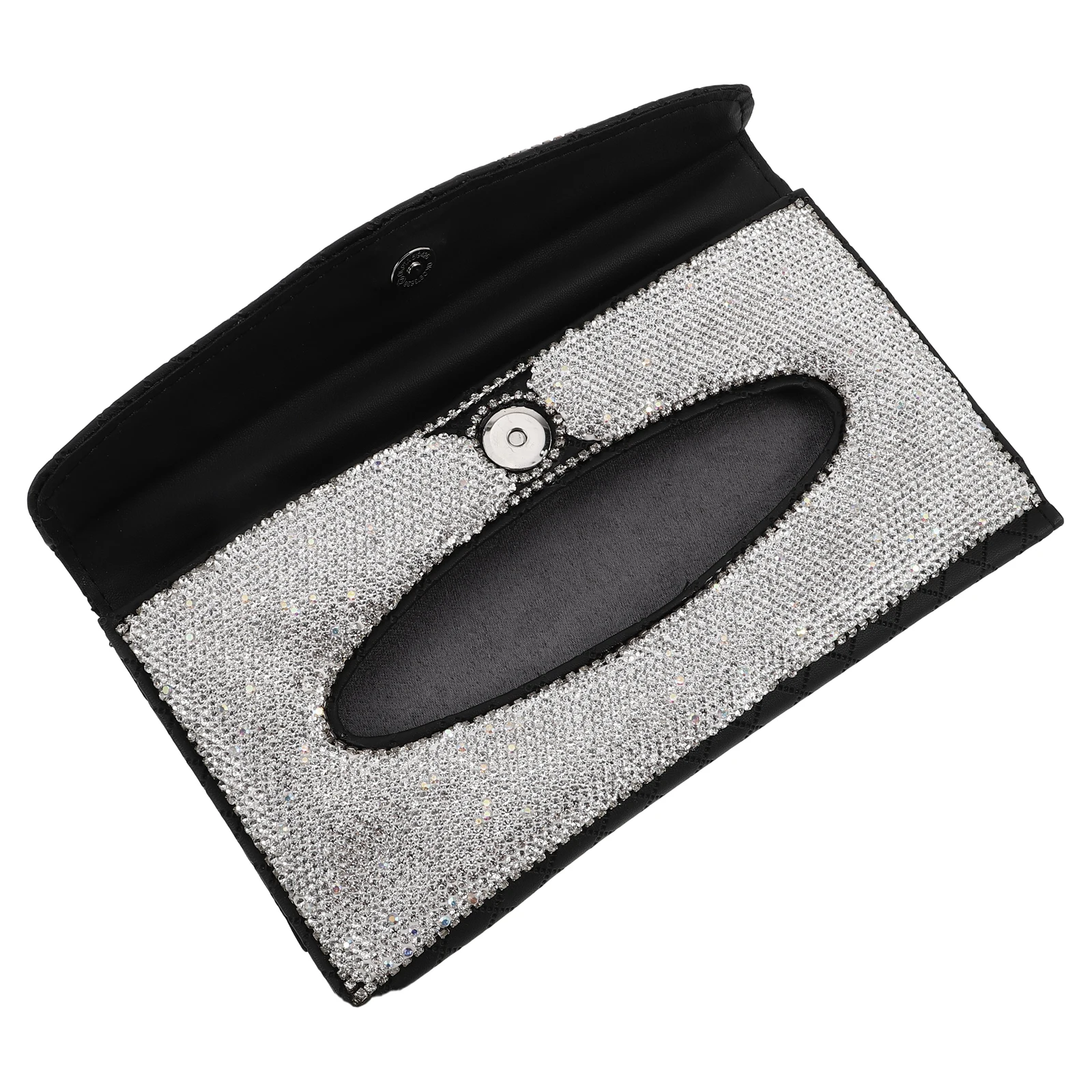 

Bling Tissue Box Holder Rhinestone Pu Hanging Organizer For Sun Visor Easy Clean Durable Car Tissue Storage Car Accessories For