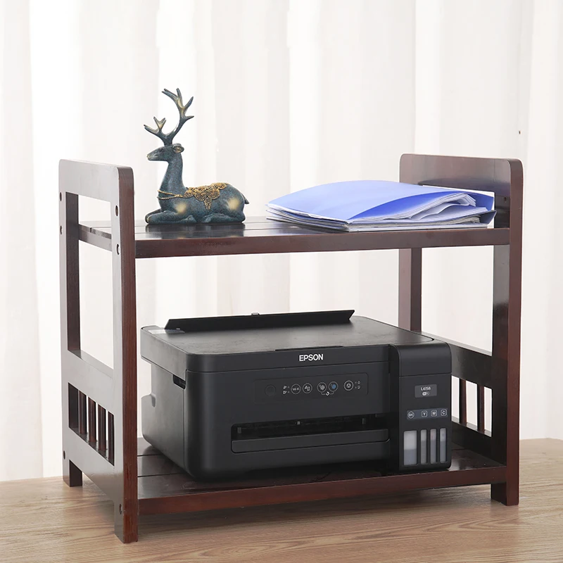 

Simple And Versatile Solid Wood Printer Storage Rack Desktop Office File Organizing Rack Double Layer Microwave Oven Rack