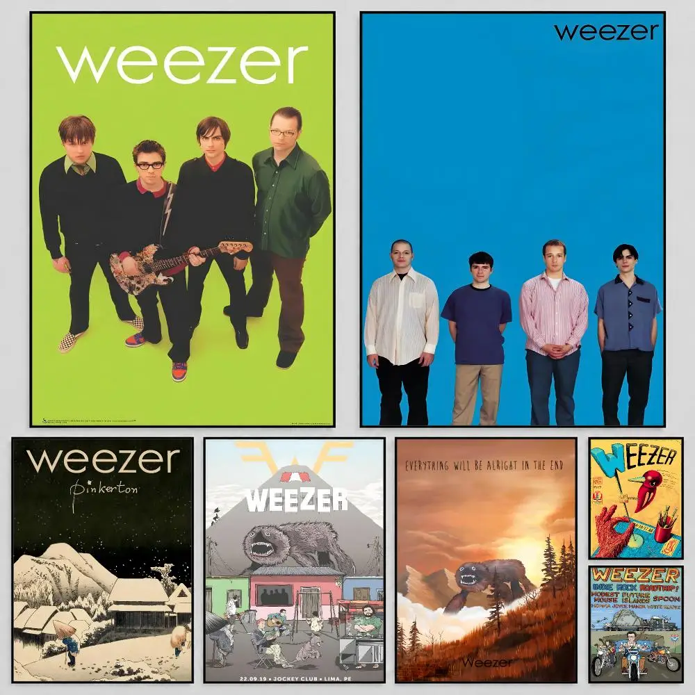 Band Weezer Blue Album Alternative Poster Self Adhesive PP Wall Art HD Gaming Room Bedroom Living Room Decor Apartment Gift