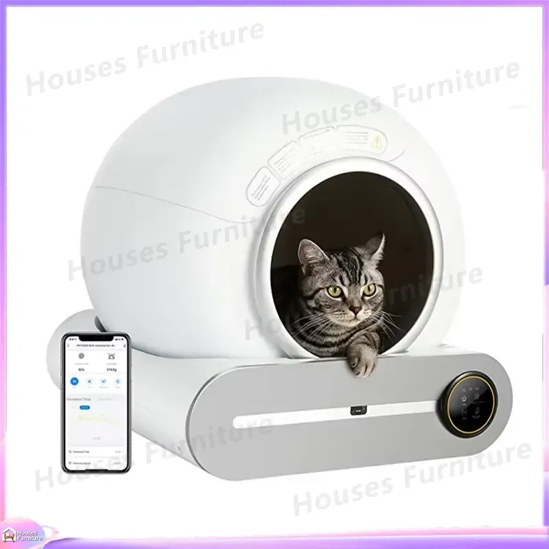 Large Capacity 65L Automatic Self Cleaning Cat Litter Box with Remote Control Smart Plastic Pet Toilet for Cats Indoor Use