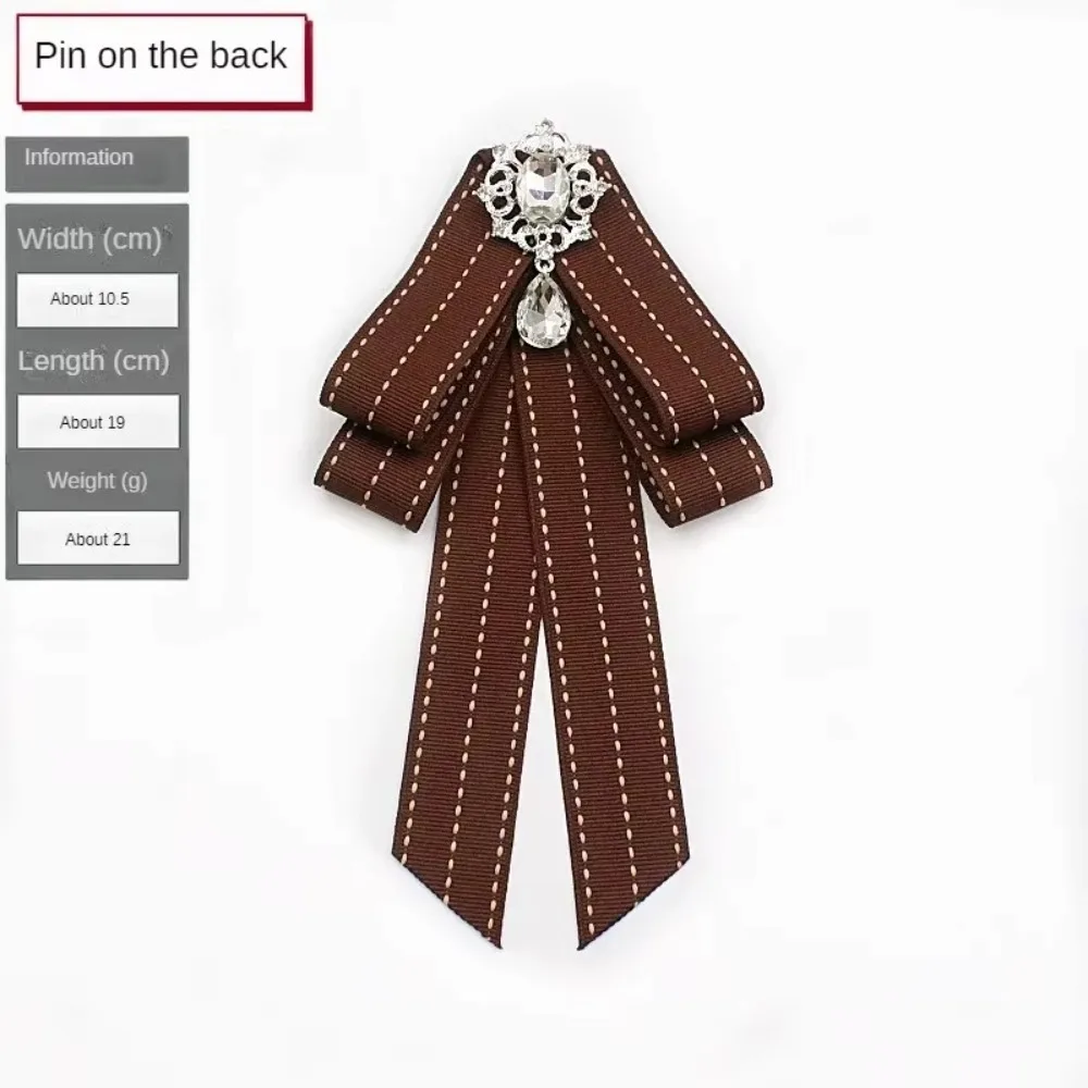 New Stylish Ribbon Bow Tie Brooch Coffee Color Elegant Shirt Unique Accessories Professional Neck Tie For Girls