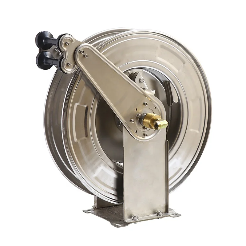 SPS 5000 PSI 50 FT 3/8'' Double Arms Automatic Telescopic  Hose Reel 304 Stainless Steel  Garden Hose reels