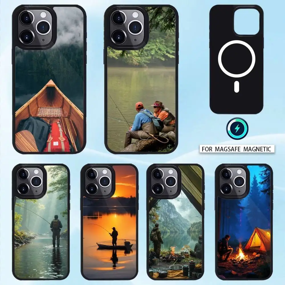 

H-Hunting F-Fishing Man Phone Case For iPhone 16,15,14,13,12,11,Plus,Pro,Max Magsafe Magnetic Wireless Charging
