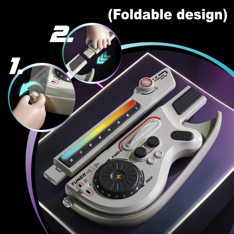 Stringless Electric Guitar Toy Early Learning Musical Instrument Multifunctional DJ Guitar Musical Instrument Gift for Boy Girls