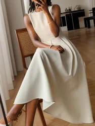 ZANZEA Women Sleeveless Pleated Dress Korean Fashion A-line Tank Sundress 2024 Summer Swing Maxi Vestido Vintage Party Long Robe