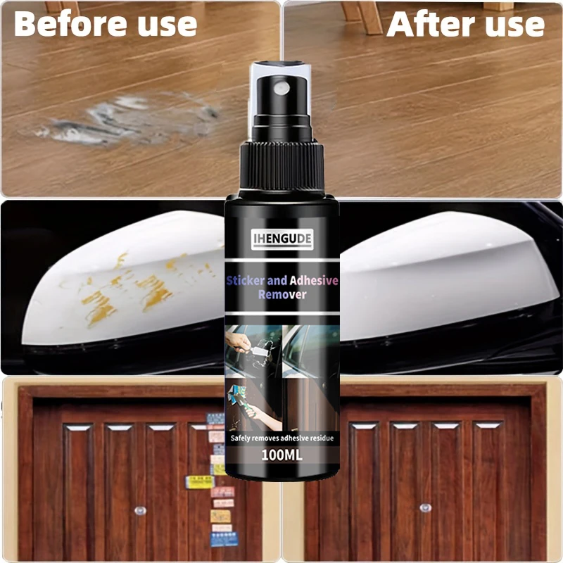 The Adhesive Removal Spray Can Safely Remove Stickers, Glue, Decals, Labels, Sticker Residue, Tape Residue, and Chewing Gum Residue from Cars, Motorcycles, Furniture, Tiles, and Wood