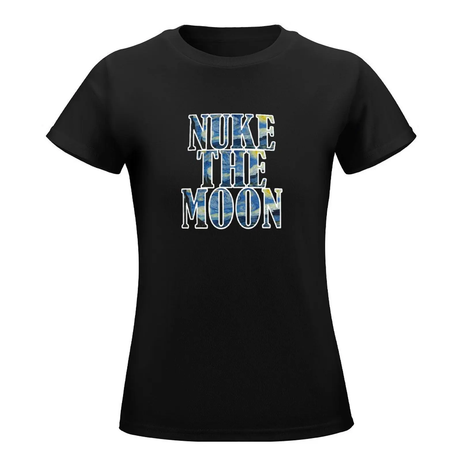 Starry Night Nuke The Moon T-Shirt anime clothes oversized lady clothes t shirts for Womens