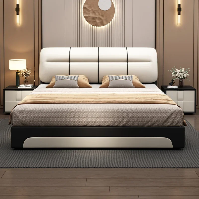 Tatami Leather Bed King Size Light Luxury Double Master Bedroom High Quality Bed Frame Minimalist Fashionable Muebles Furniture