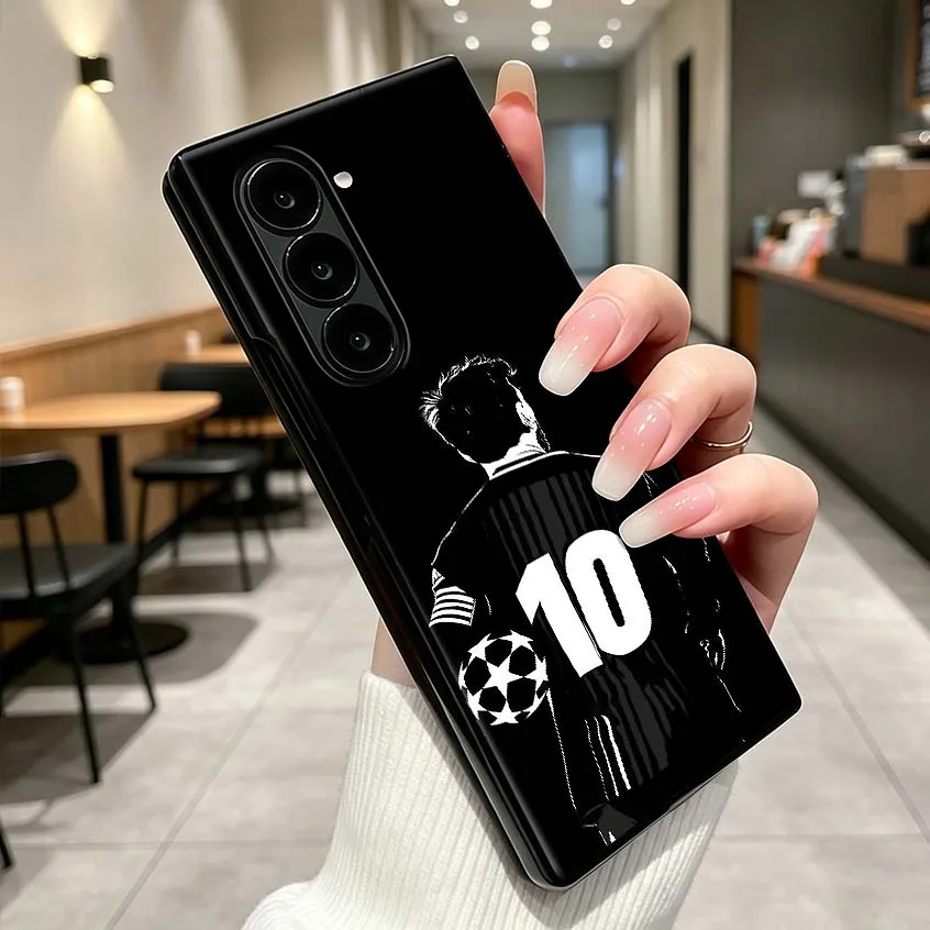 Football Star Dark NO.7 10 Phone Case For Samsung Galaxy Z Fold 3 4 5 6 7 5G Matte Non-slip PC Shockproof Black Hard Cover