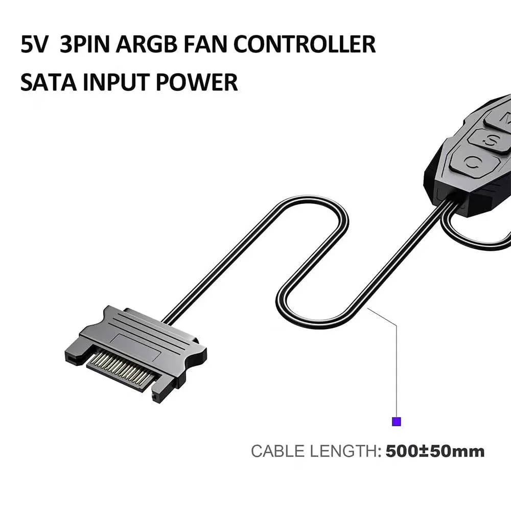 5V ARGB controller - 3-pin lighting mode fan speed and color control controller - SATA power supply