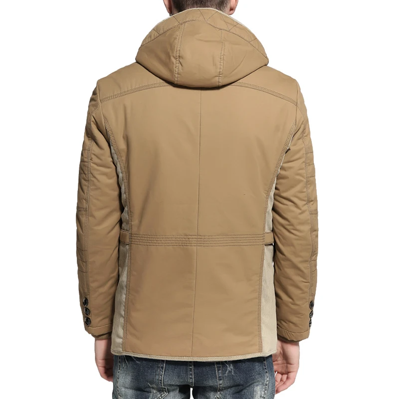 Parka cálida con capucha para hombre, abrigo grueso acolchado de algodón, ajustado, informal, lana de cordero clásica, Invierno