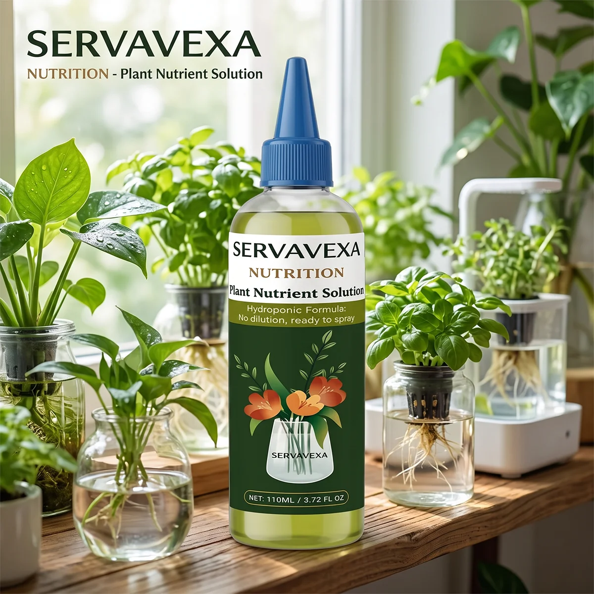 SERVAVEXA Rapid Rooting Fertilizer, Concentrated Plant Growth Booster for Hydroponic & Indoor Plants, 110ml