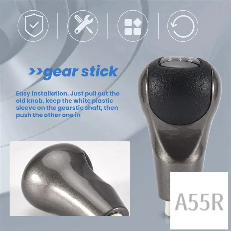 

5R-3Pcs Shift Head 5 Speed Gear Shift Knob Manual Shift Ball Stick For Honda Civic 2006-2011 54102-SNA-A02