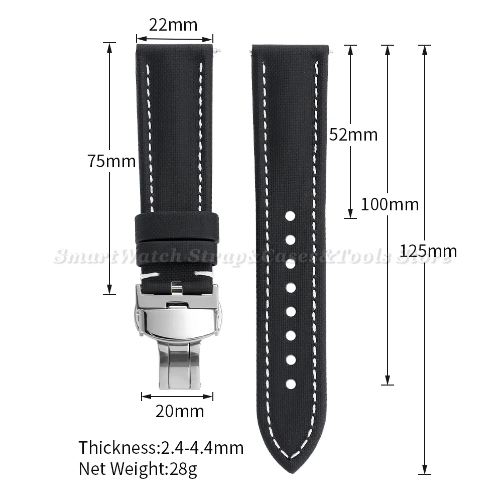 18/19/20/21/22mm Business Segeltuch-Uhrenarmband für Omega mit Schmetterlingsverschluss, Wasserdichtes Armband für Seiko mit Schnellverschluss – Detail 11