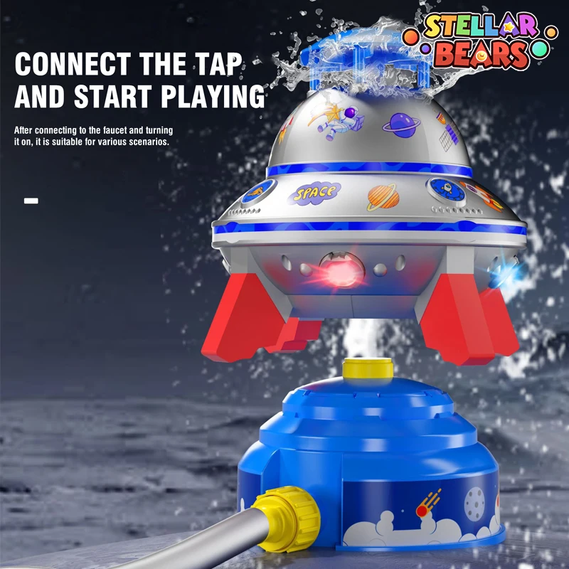 

Flying JET Saucer Sprinkler Spin Water Sprinkler Splashing Toys for Kids Gift Outdoor Garden Children's Water Toy with Lights