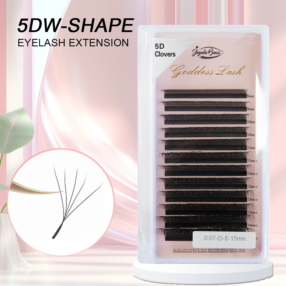 Goddess 5DW Shaped Faux Russian 5D Premade Fan Wholesale Five Leaves Eyelashes Clusters Easy Fan Volume Lashes Extension Makeup