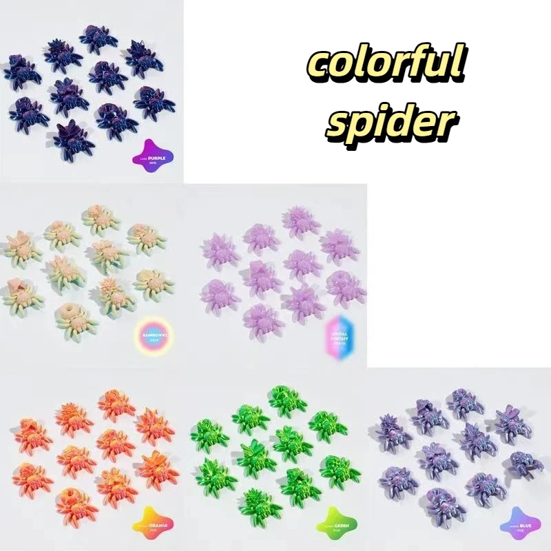 3D Printed Miniature Spider Toy Joints Movable Spider Ornaments Creative Micro Landscape Ornaments Home Desktop Decoration Gifts