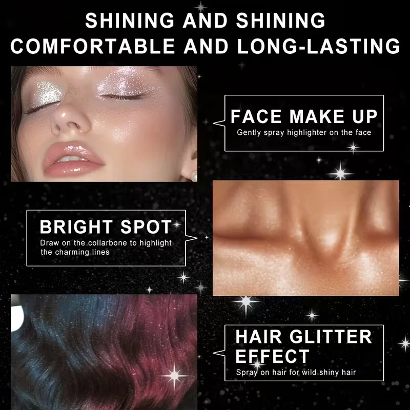 60ml シルバーヘア＆ボディグリッタースプレー - プロム、パーティー、イベントに最適な長持ちする輝き